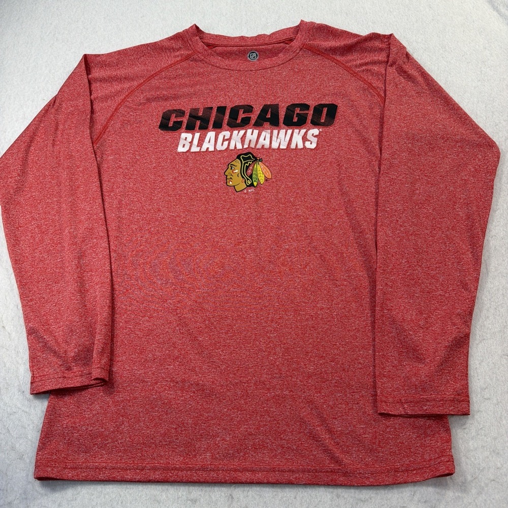 Chicago Blackhawks NHL Long Sleeve‎ T-Shirt Red Size Medium Hockey EUC